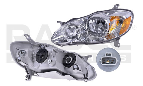 [019-3004-13] FARO TY COROLLA 05-08 FONDO CROMADO S/FOCO DEPO IZQ