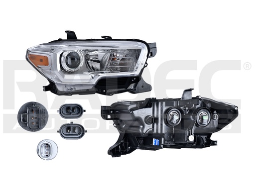 [019-3015-22] FARO TY TACOMA 16-23 FONDO CROMADO ARO DE LUPA CROMADA S/LUZ DE DIA C/FOCO DEPO DER