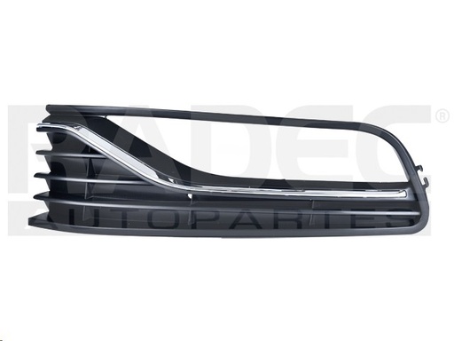 [003-3116-11] REJILLA FASCIA DELANTERA VW POLO 15-20 C/HOYO P/FARO C/MOLDURA CROMADA LINEA ANTERIOR SPORTLINE/DESIGNSOUND/ALL STAR L4 4 CILINDROS 1.2/1.6L 5 PUERTAS IZQ