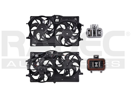 [218-1219-00] MOTOVENTILADOR FD FOCUS 00-04 L4 2.0 LTS C/RESISTENCIA DOBLE COMPLETO 1 TERMINAL Y 2 PINES KS