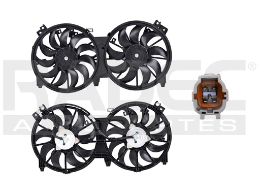 [218-2302-04] MOTOVENTILADOR NS ALTIMA 07-18 L4 2.5/V6 3.5 LTS SEDAN DOBLE COMPLETO 4 Y 4 PINES KS