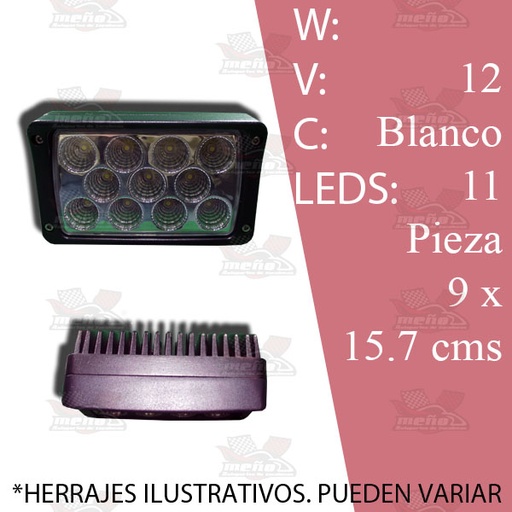 [FARA6045] FARO RECT  6X3 11 LEDS ALTA INTENSIDAD *