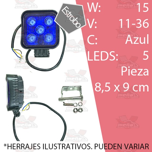 [LUZE301] FARO RECTANGULAR LED P/PATRULLA AZUL