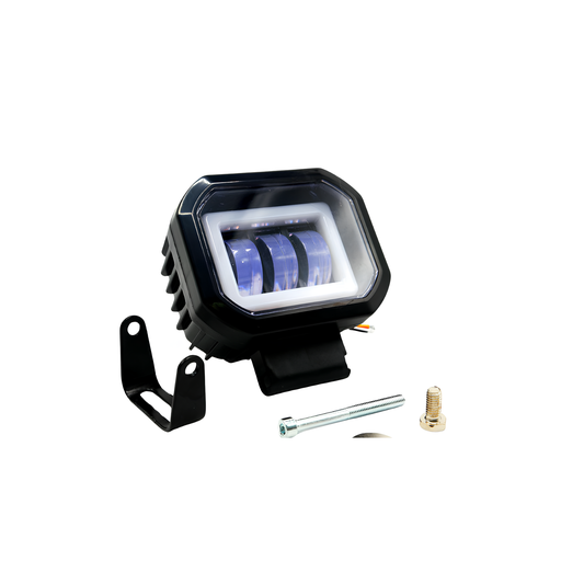 [NF40442] FARO MOTO NEGRO 3 LEDS (2LAT AZU) C/LUPA