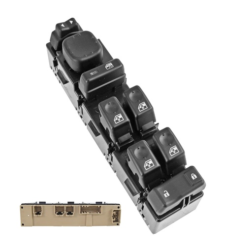 [222-0615-09] CONTROL ELECTRICO CV CHEYENNE/SILVERADO 03-06/TAHOE/SUBURBAN 04-06  GM SIERRA 03-06/YUKON  CD ESCALADE 04-06  CV AVALANCHE 02-06  DE ELEVADOR 62 PIN 7 TECLAS NEGRO SIN ESPEJOS AUTOABATIBLES 12VCC MANIJAUTO Izquierdo Delantera  