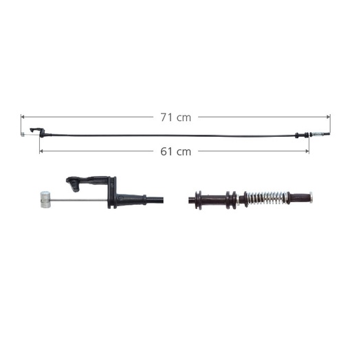 [001-1217-17] CHICOTE CERRADURA FD FIESTA 97-02  4 PUERTAS 71CM HUSHAN Derecho/Izquierdo Delantera  