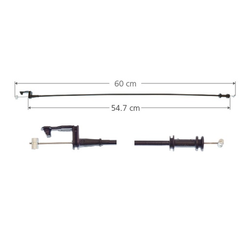 [001-1224-00] CHICOTE CERRADURA FD IKON 01-07  60 CM HUSHAN Derecho/Izquierdo Trasera  