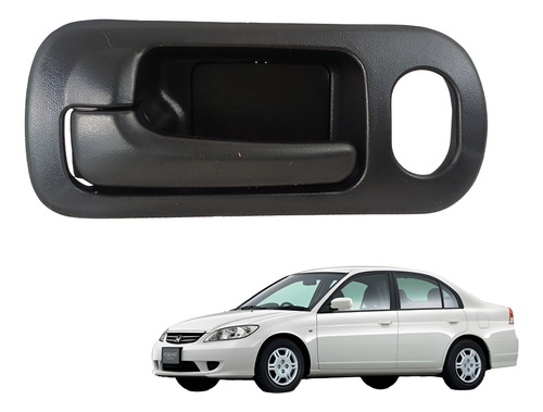 [012-1302-69] MANIJA INTERIOR HD CIVIC 4P SEDAN 01-05  CON HOYO PARA SEGURO NEGRO PLASTICO HUSHAN Izquierdo Delantera  