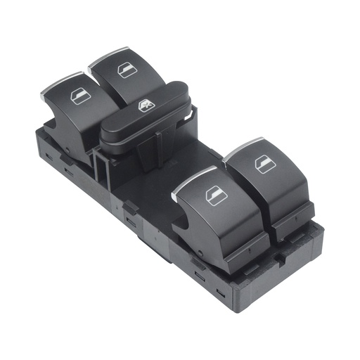[222-3103-01] CONTROL ELECTRICO VW BORA 05-10/PASSAT 06-10/JETTA BICENTENARIO 11-18  ST IBIZA 09-17  VW VENTO 14-22/POLO 13-20  DE ELEVADOR 10 PINS 5 TECLAS NEGRO FILO PLATA 12VCC MANIJAUTO Izquierdo Delantera  