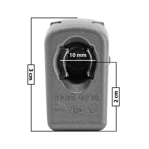 [60212] AMORTIGUADOR REPUESTO TERMINAL UN UNIVERSAL 50-23  10 MM 7 MM 3 CM RECTO 2 CM PLASTICO NEGRO MANIJAUTO Derecho/Izquierdo Delantera/Trasera  