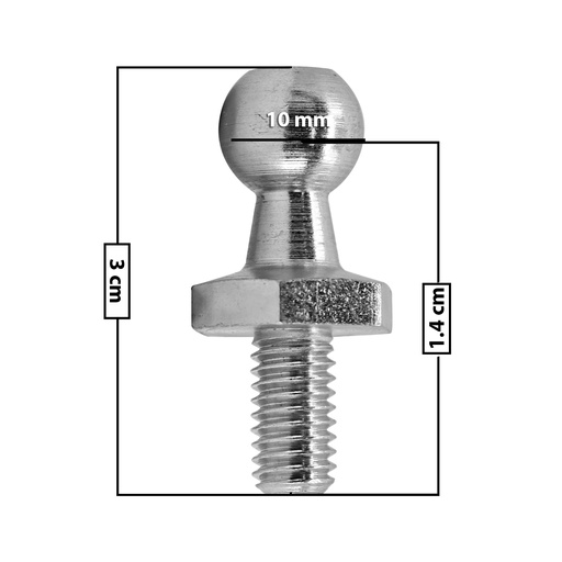 [60232] AMORTIGUADOR REPUESTO TERMINAL UN UNIVERSAL 50-23  10 MM 5 MM 3 CM 2.5 CM CHUPON METAL CROMADO MANIJAUTO Derecho/Izquierdo Delantera/Trasera  