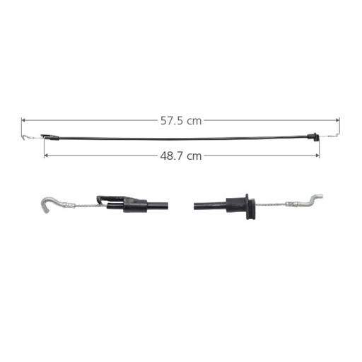 [001-3115-09] CHICOTE CERRADURA VW POINTER 06-10  4 PUERTAS 57.5CM HUSHAN Derecho/Izquierdo Trasera  