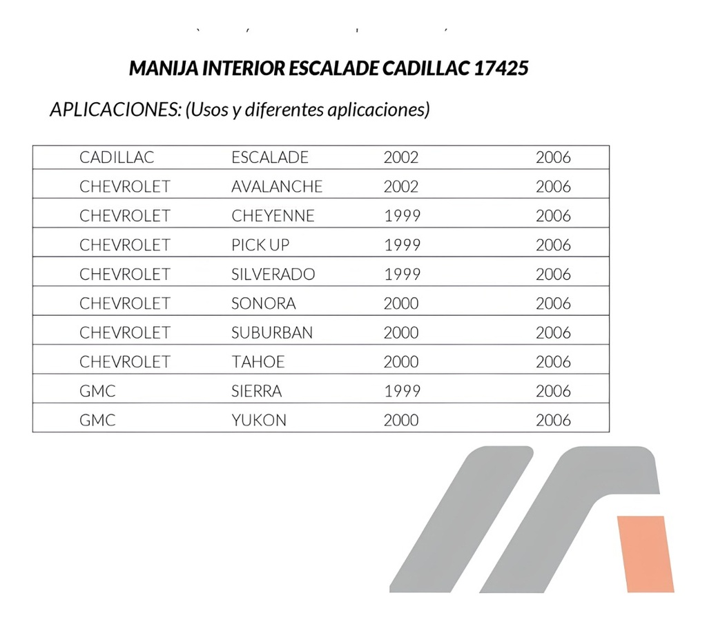Manija Interior Cv Silverado/suburban/ta