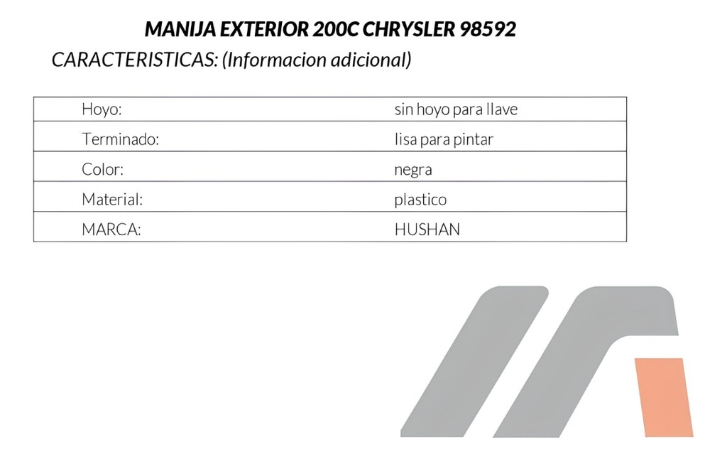Manija Exterior Cr Voyager/caravan/town 