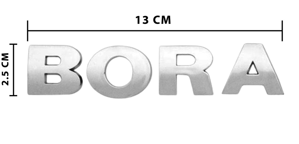 EMBLEMA LETRERO BORA CROMO