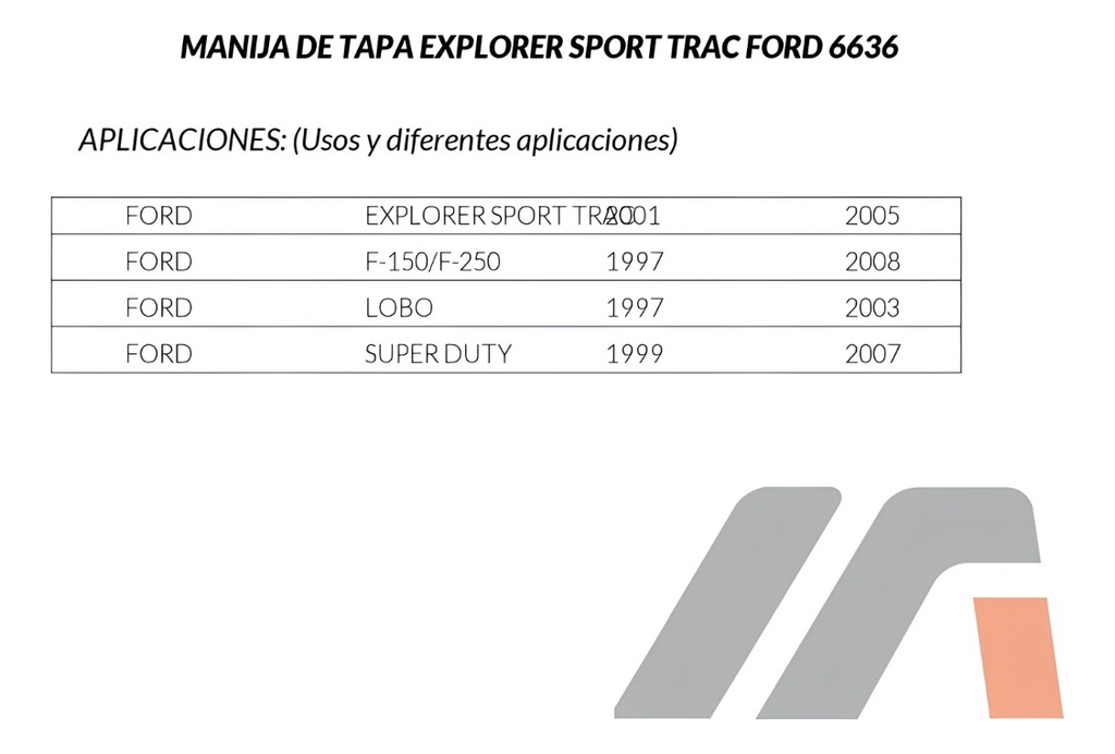 Manija Tapa Fd F-150/f-250 97-08/lobo 97