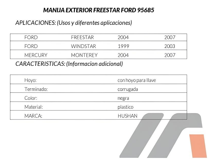 Manija Exterior Fd Freestar Del 04-08/wi