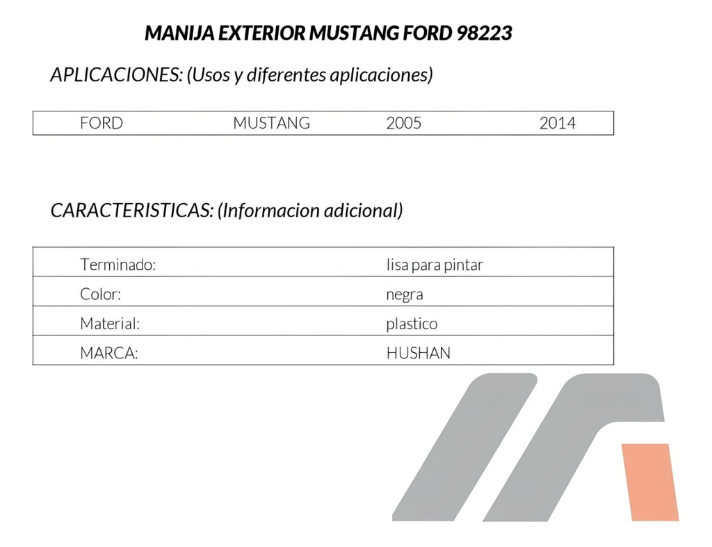 Manija Exterior Fd Mustang Del 05-09 Neg
