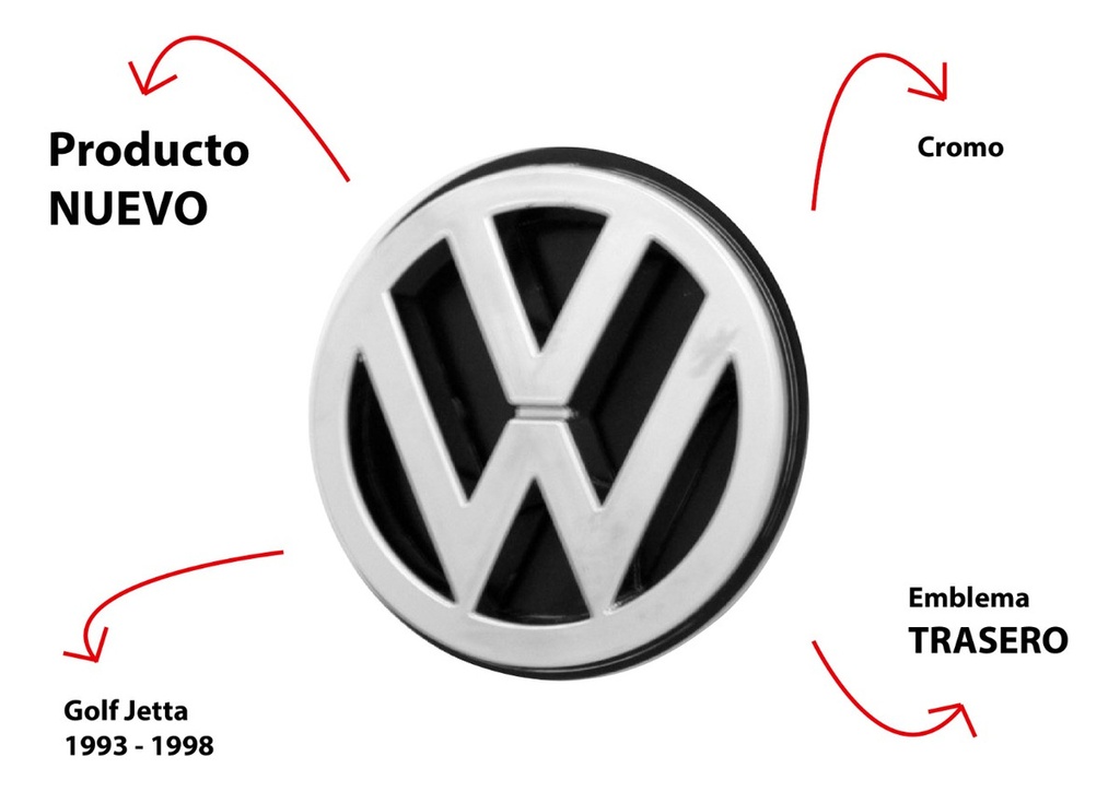 Emblema Logo / Escudo Trasero Golf Jetta 1993 - 1998 Cromo