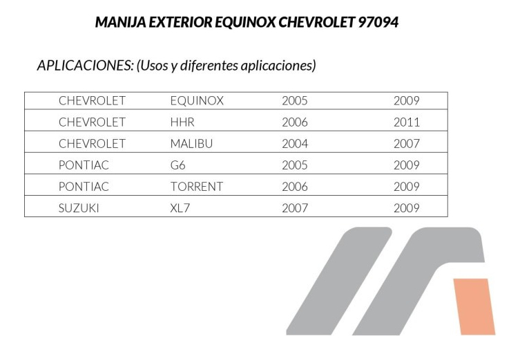 Manija Exterior Pontiac Torrent 2007 Hu Negra