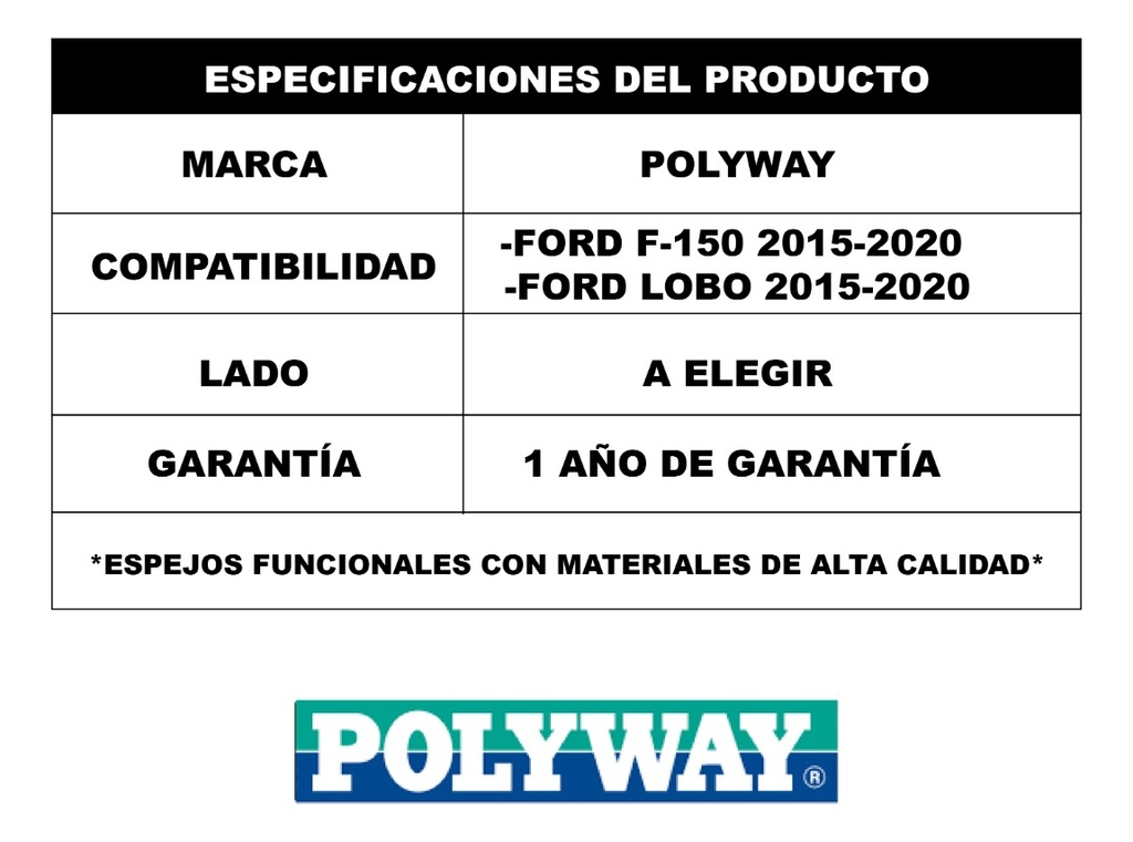 Espejo Ford F-150 2015 2016 2017 2018 2019 2020 Pw
