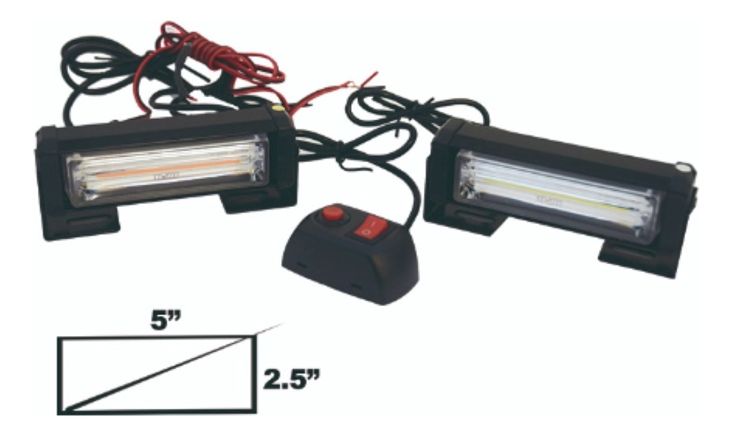 Torreta Led Cob 2 Modulos 5 X 1.5  Rojo/azul 12-24v