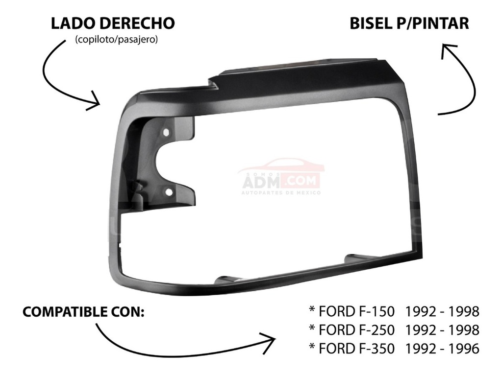 Bisel Derecho Ford F-150/ F-250/ F-350 92 - 98 P/pintar