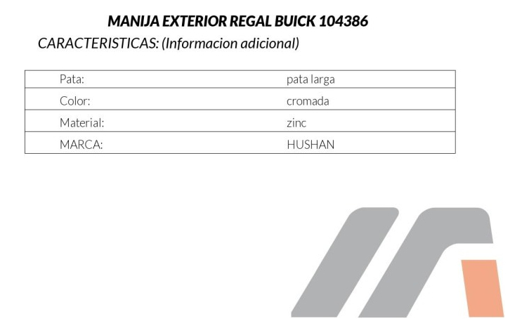 Manija Exterior Der Cv Caprice Impala 77-79/ Malibu 76-83