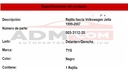 Rejilla Fascia Volkswagen Jetta 1999-2007