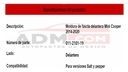 Moldura Fascia Delantera Mini Cooper 2014-2020 Salt/ Pepper