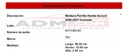 Moldura Parrilla Honda Accord 2006-2007 Cromado