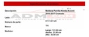 Moldura Parrilla Honda Accord 2016-2017 Cromado