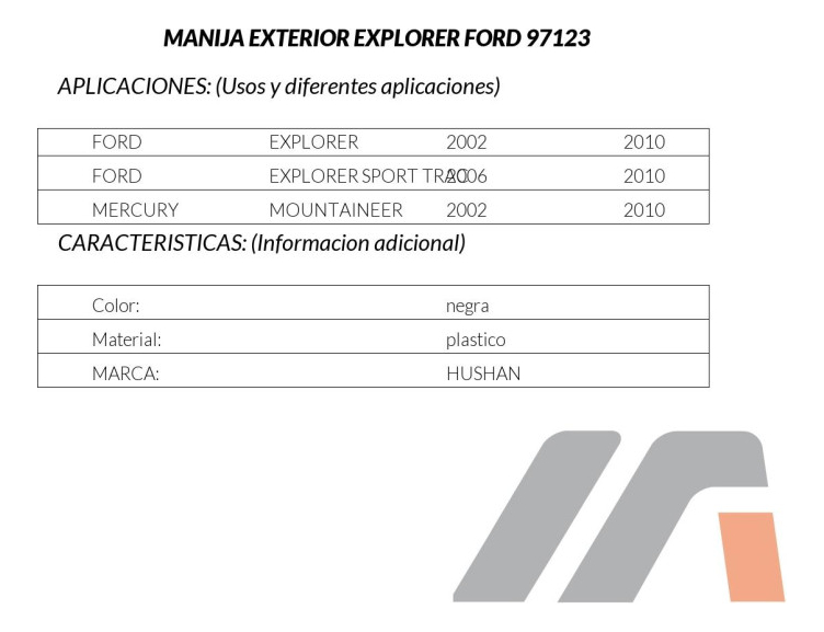 Manija Exterior Ford Explorer 2004 Hu Negra