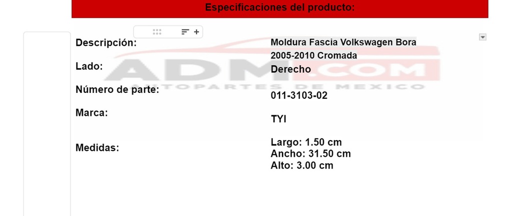 Moldura Fascia Volkswagen Bora 2005-2010 Cromada