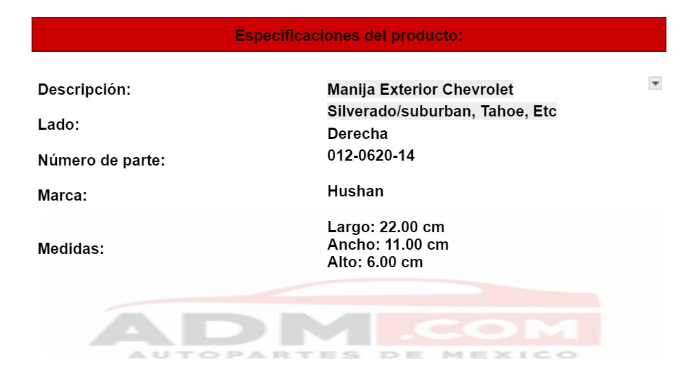 Manija Exterior Chevrolet Silverado/suburban, Tahoe, Etc