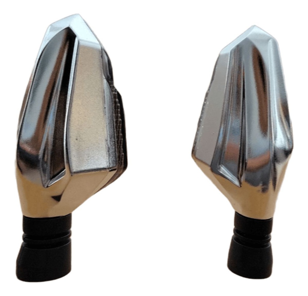 Direccional Moto Universal Base Plata Led