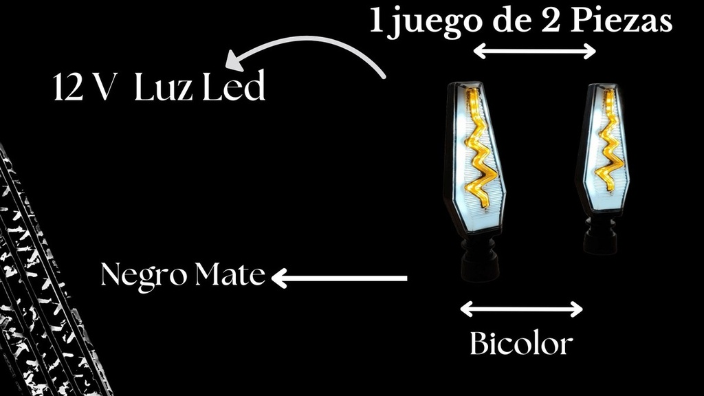 Direccional Leds Bi-color Moto Universal Base Negra