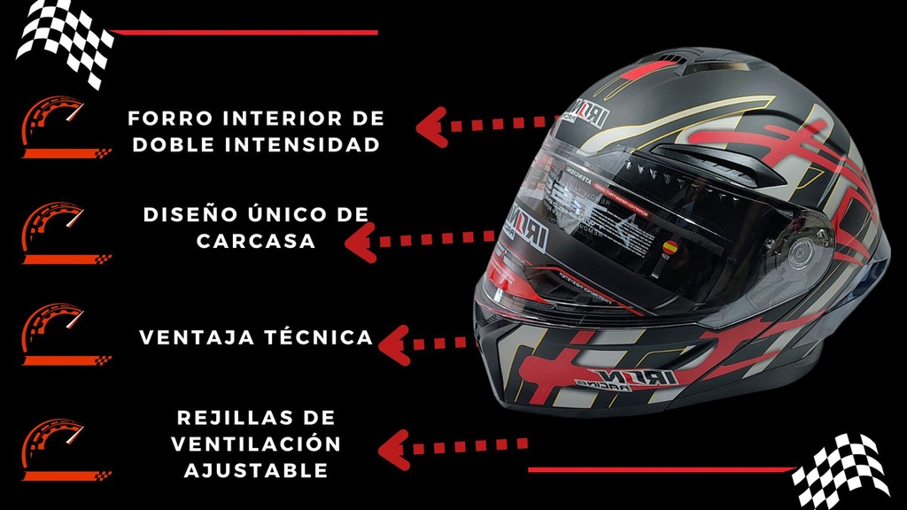 Casco Integral Iron Racing Visera Transparente Moto Dot