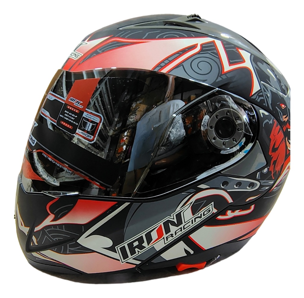 Casco Abatible Iron Racing Ir-105 Doble Mica Dot V