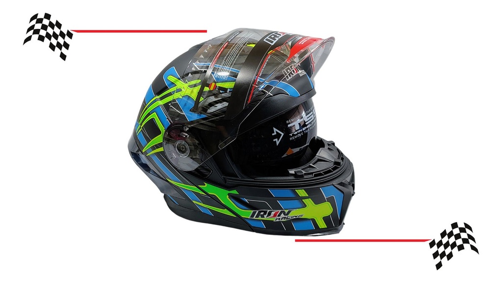Casco Integral Iron Racing Visera Transparente Moto Dot
