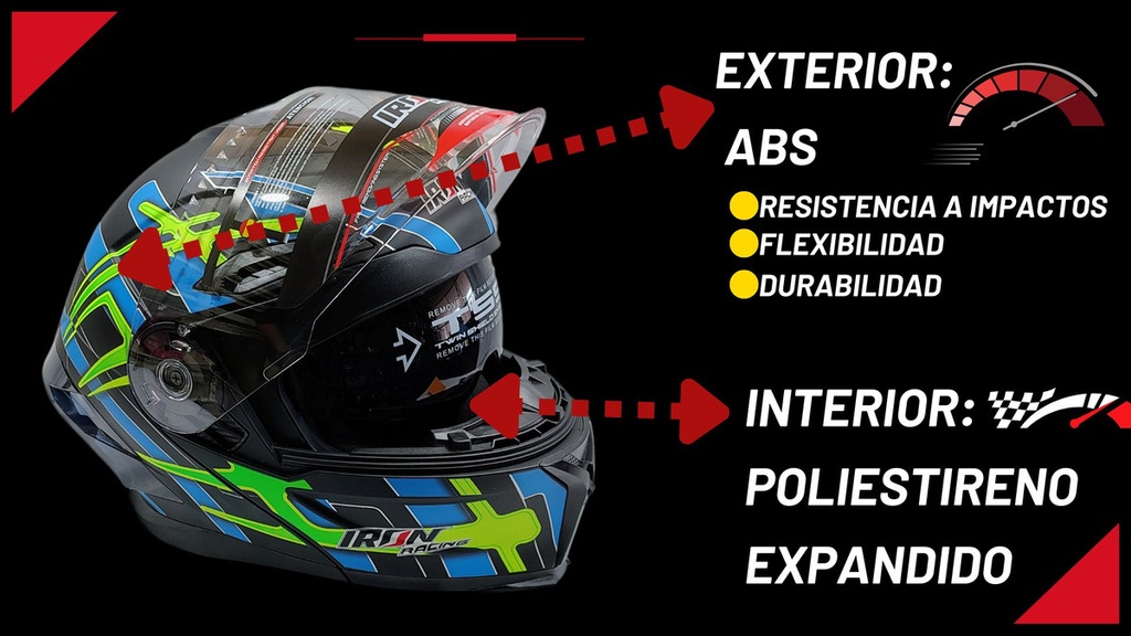 Casco Integral Iron Racing Visera Transparente Moto Dot