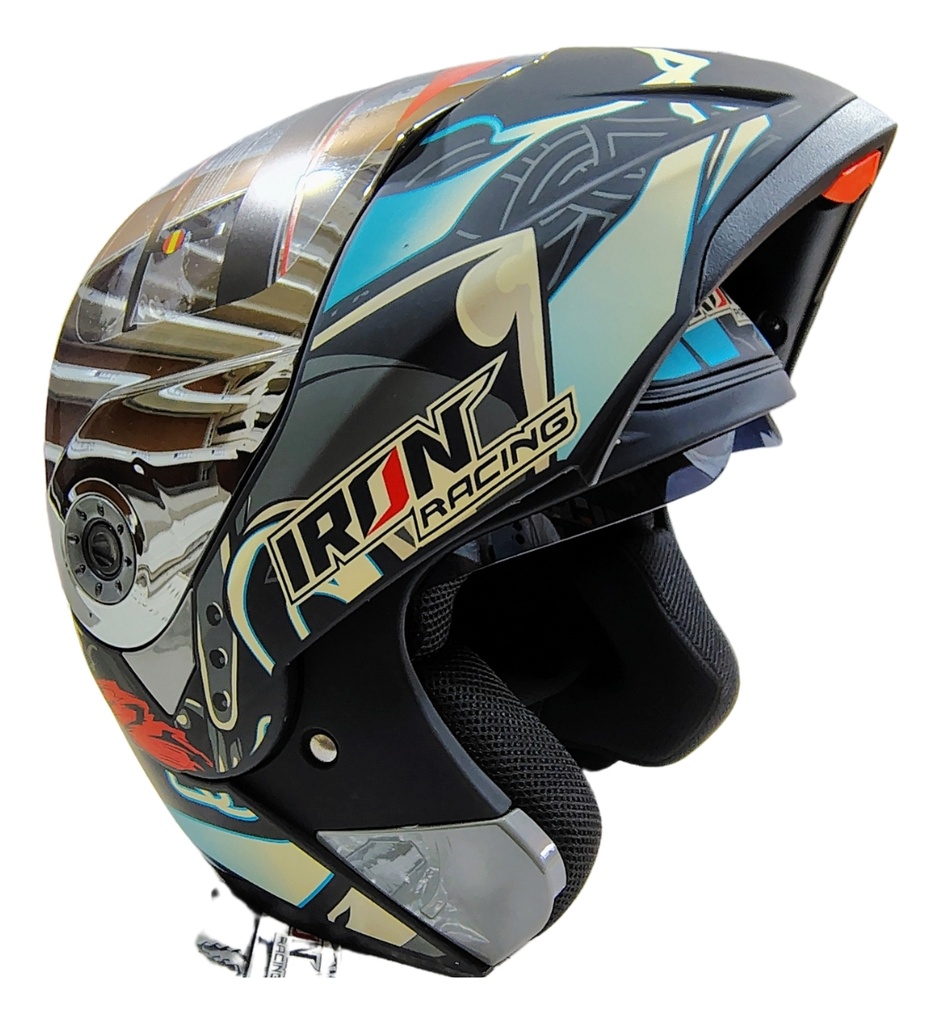 Casco Abatible Iron Racing Ir-105 Doble Mica Dot V