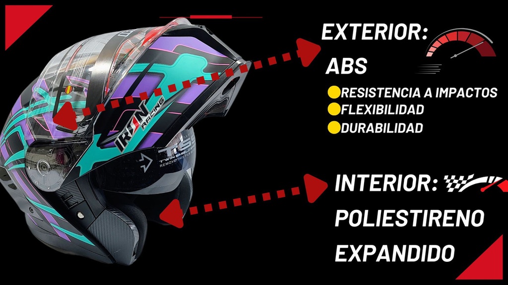 Casco Integral Iron Racing Visera Transparente Moto Dot