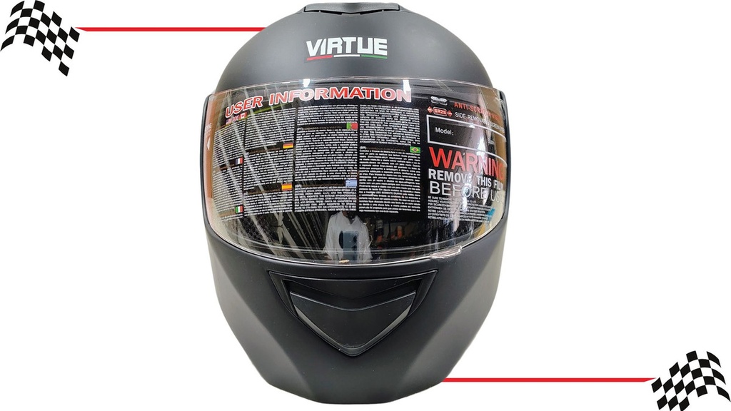 Casco Moto Abatible Virtue Negro Mate Doble Mica Dot