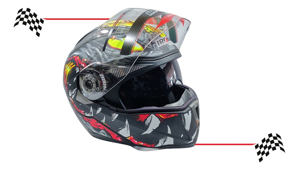 Casco Abatible Iron Racing Ir-105 Doble Mica Dot