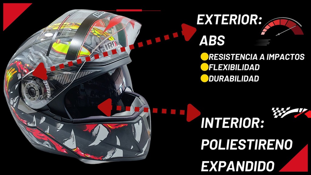 Casco Abatible Iron Racing Ir-105 Doble Mica Dot