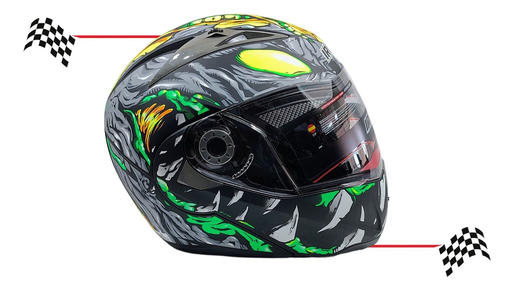 Casco Abatible Iron Racing Ir-105 Doble Mica Dot