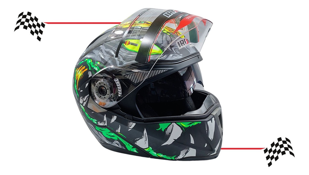Casco Abatible Iron Racing Ir-105 Doble Mica Dot