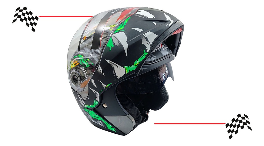 Casco Abatible Iron Racing Ir-105 Doble Mica Dot