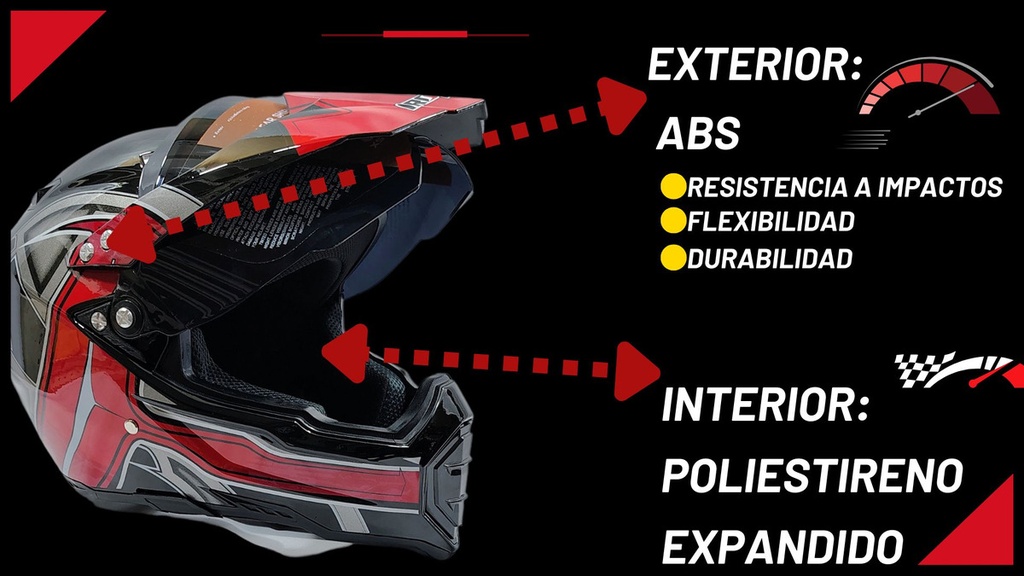 Casco Abatible Cross Iron Racing K13 Acabado Brilloso Dot